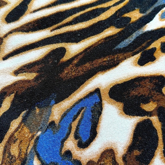 Jones New York Brown Blue and Black Animal Print Graphic Blouse size L - Picture 7 of 8